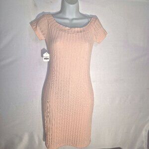 A+ Ellen short rib dress, pastel Pink with channeled design in size Large
